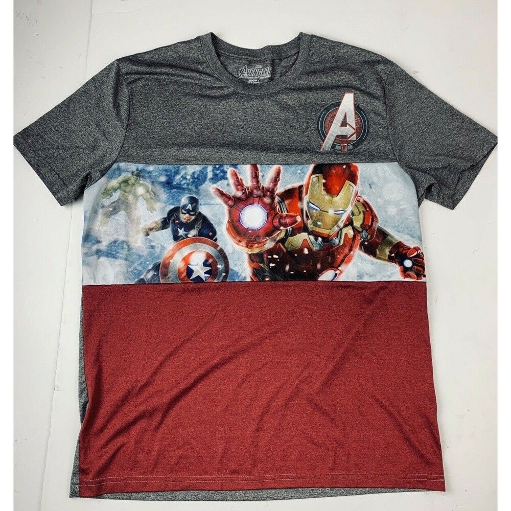 Marvel Avengers Age of Ultron Youth L T Shirt Iron Man Captain America Graphic